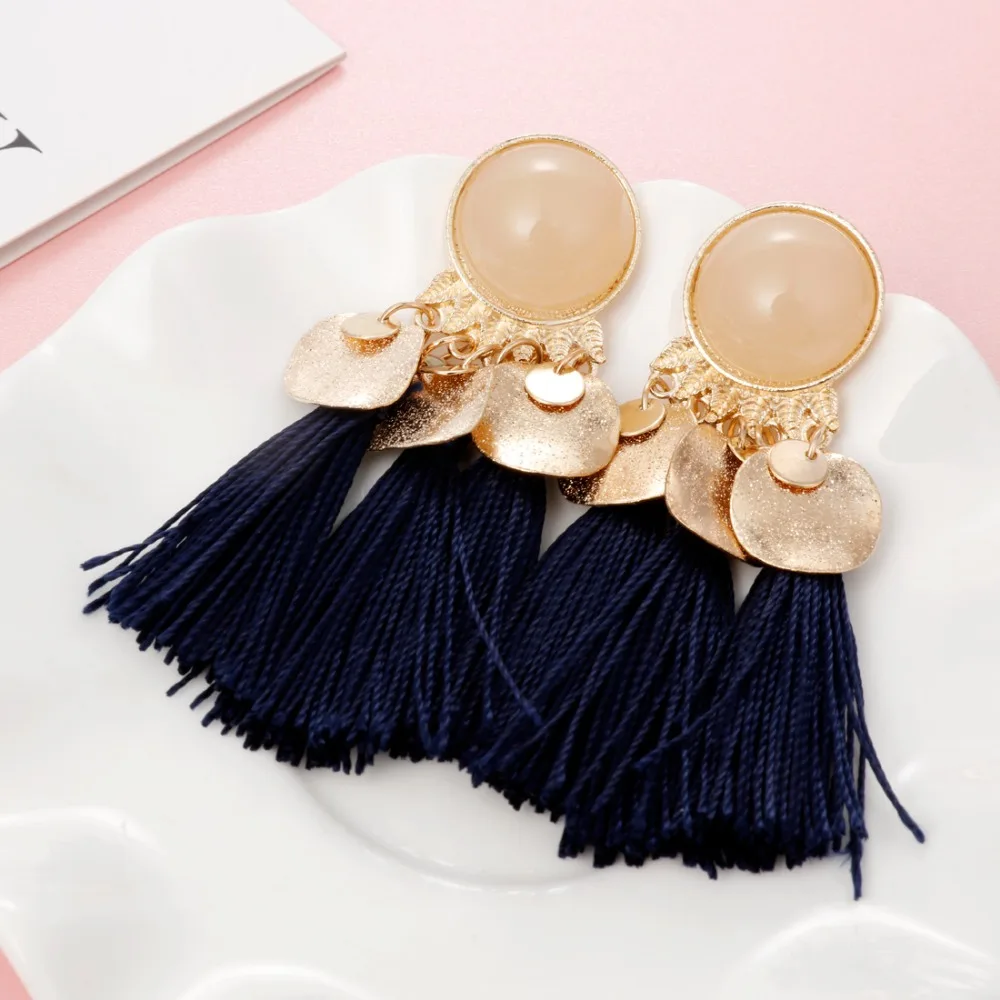 Женские серьги с кисточками Boho длинные в богемном стиле женские золотыми