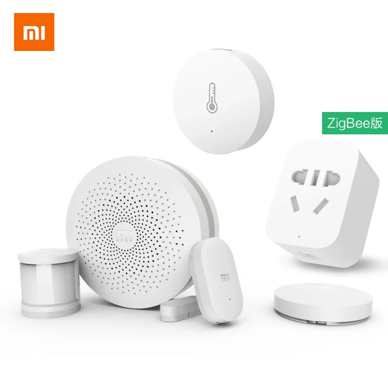 Xiaomi умный дом Комплект Mijia 6in1 шлюз + двери, окна, Температура влажность, человеческое тело Сенсор, беспроводной переключатель, Zigbee гнездо