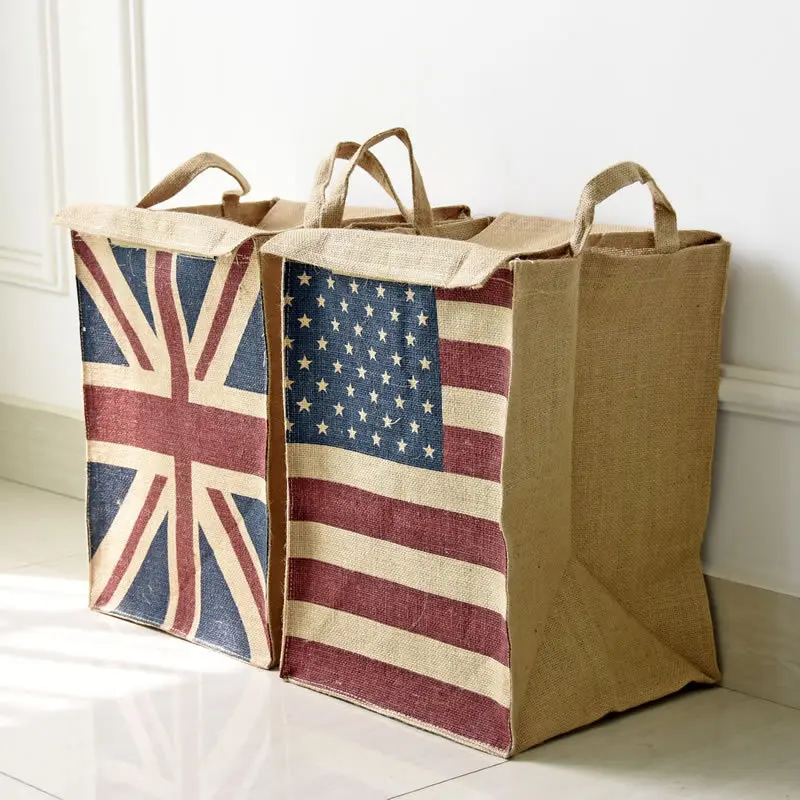 Европейский стиль Национальный флаг джутовая корзина для хранения 1 шт. пылезащитный чехол для белья Одежда Органайзер для хранения игрушек