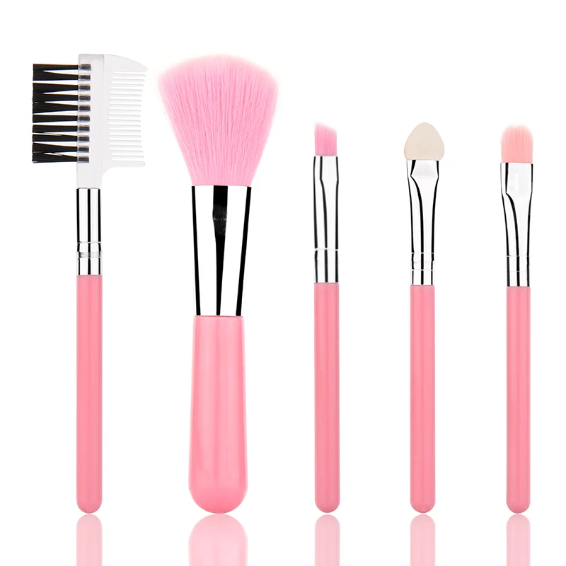 Fulljion 5 шт. профессиональные синие розовые кисти для макияжа набор косметических теней для век Пудра Pinceis Инструменты для укладки макияжа набор кистей с сумкой - Handle Color: pink without package