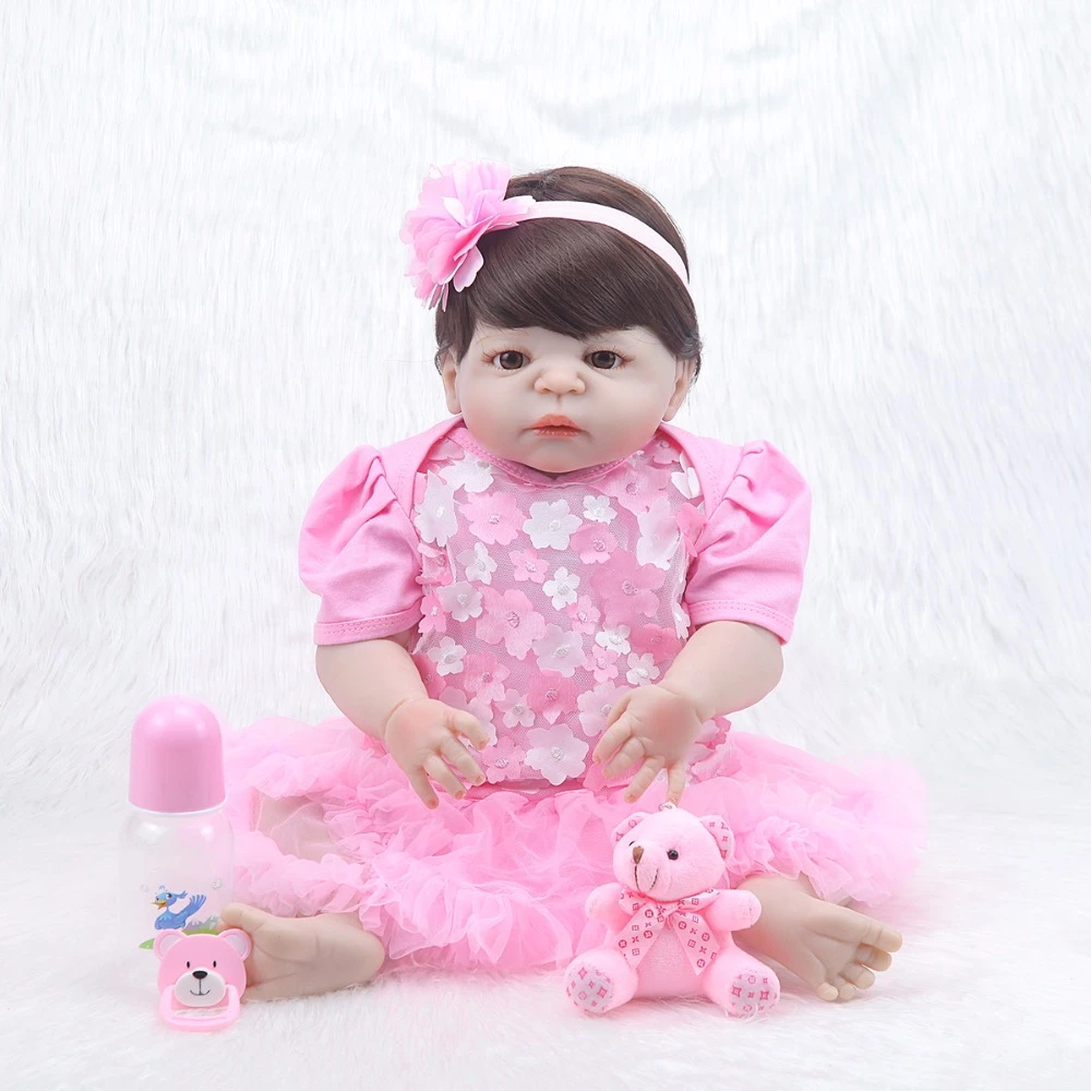Forrsdor 22 Pouces Handmad Adora Realiste Bebe Fille Avec Des Cheveux Noirs Meilleur Enfants Playmate Pleine Silicone Bonecas Bebe Reborn Poupee Aliexpress