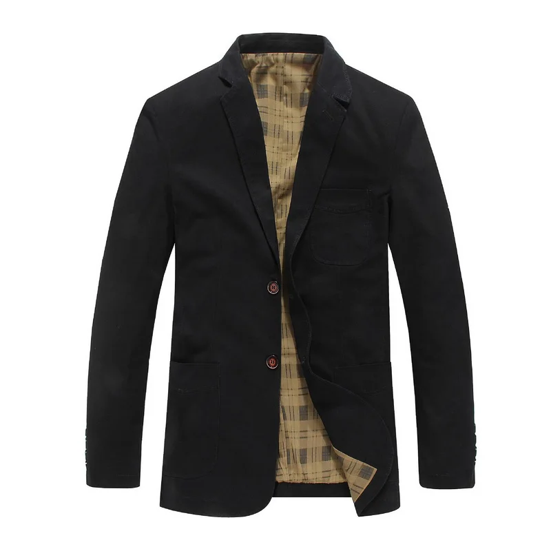 

new arrival high quality mne's washed cotton checked lined two-button casual blazer elbow patches slim fit jackets