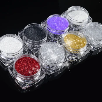 

Hot selling 2g/Box 8 colors Holographic Nail Glitter Powder Shining Sugar Nail Glitter Dust Powder Nail Art Decorations Set