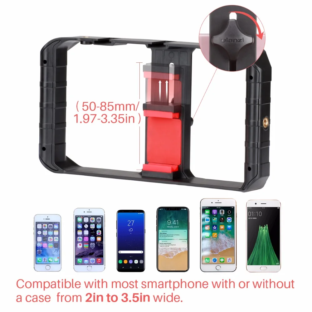 Ulanzi Smartphone Cage Filmmaking Case Small U Rig Hand Grip Phone Video Stabilizer With Cold Mount for iPhone 13 14 15 Android