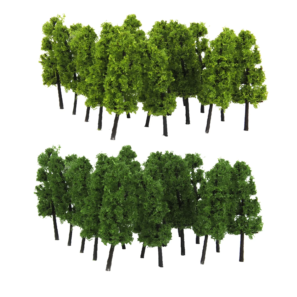 20Pcs Pagoda Model Trees Train Railroad Scenery Layout Diorama Garden Park Decor Accessory Dark & Light Green 1/100 HO OO Scale