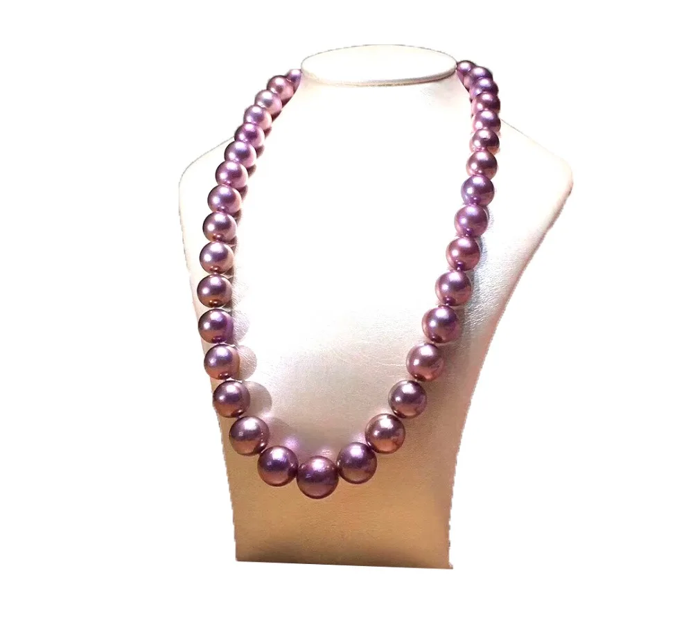 MADALENA SARARA 9-10mm AAA Freshwater Pearl Necklace Purple Round With s925 Clasp | Украшения и аксессуары