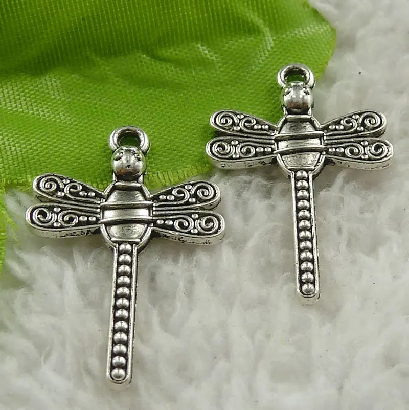 

204 pieces antique silver dragonfly charms 30x20mm #4533