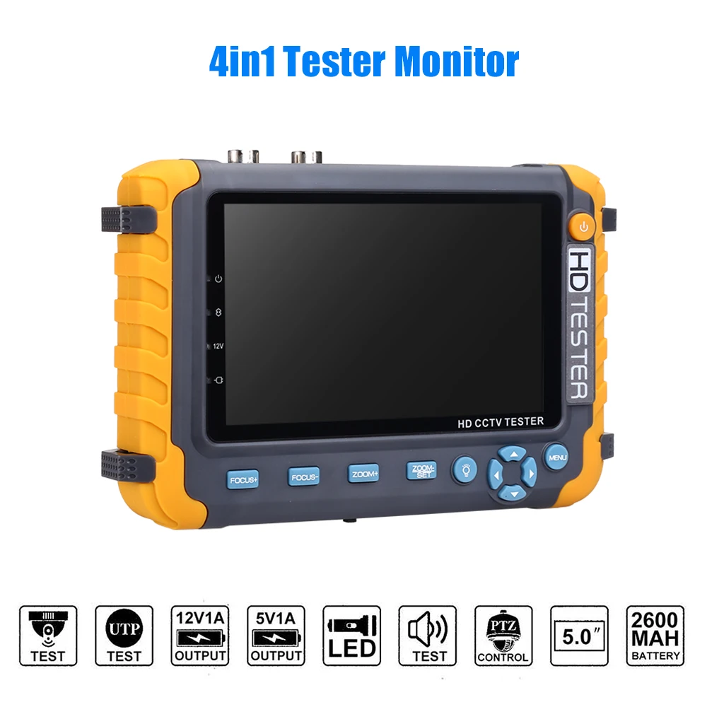 5 дюймовый TFT ЖК дисплей 1080P Мп 4 в 1 TVI AHD CVI аналоговый CCTV тестер для камеры