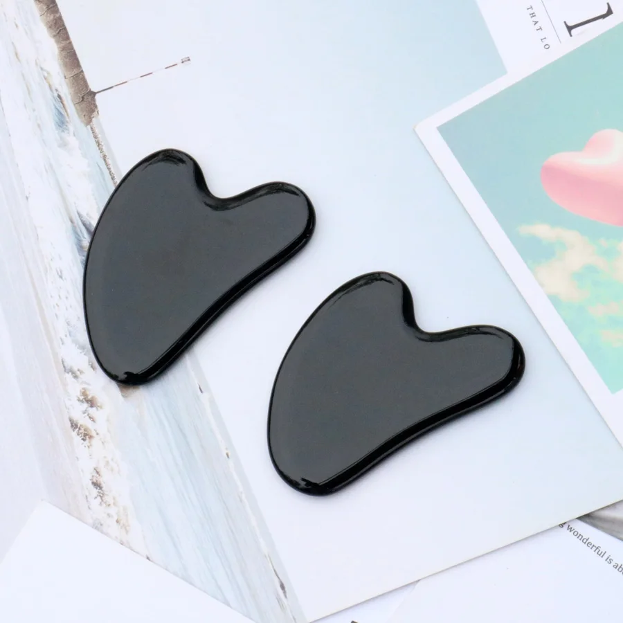  2Pcs/Set Jade Rollers Black Obsidian Guasha Massager Tools Smooth Natural Stone Body Neck Face Lift