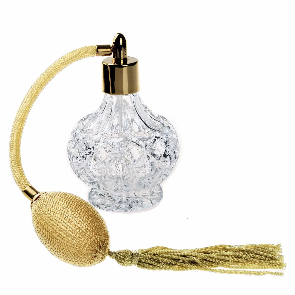 H&D 80ML Vintage Glass Empty Refillable Perfume Bottle with Spray