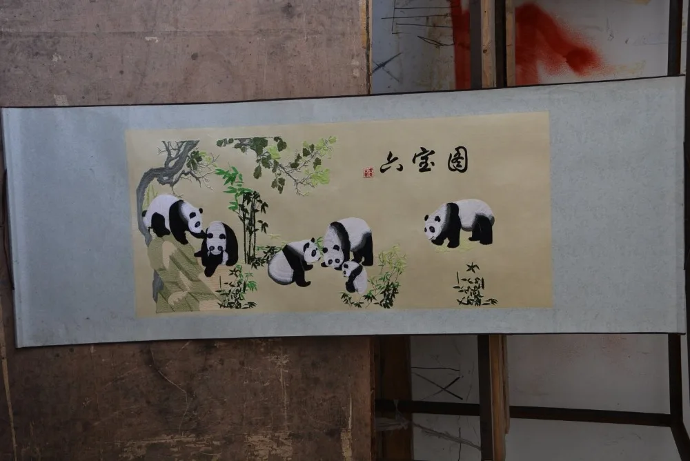 

Hand-painted Chinese paintings, Embroidery of the Qing Dynasty in China,panda, free shipping