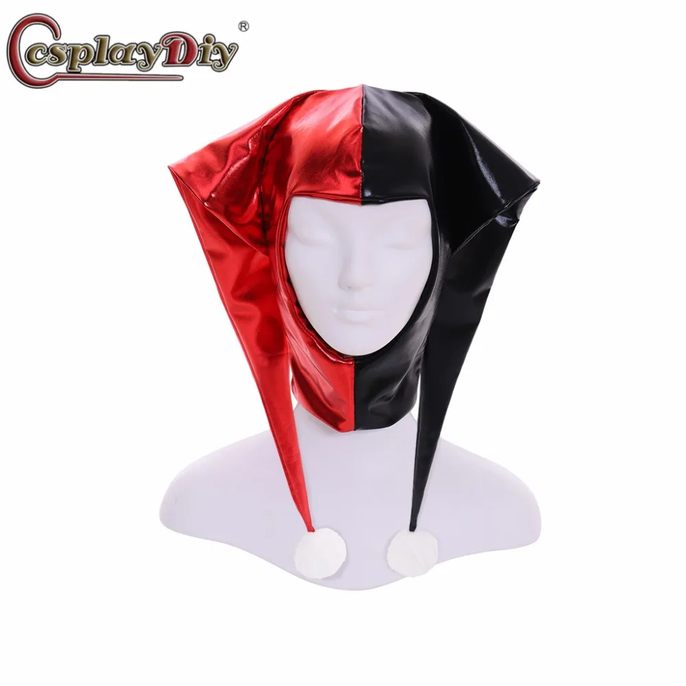 Cosplaydiy Quinn Costume Mask Hat Head Wear Suicide Squad Joker Cosplay Props Easter Halloween