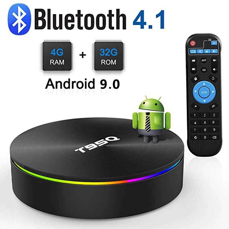 T95Q 4 ГБ 32 Android 9 0 ТВ приставка 4K медиаплеер DDR3 Amlogic S905X2 четырехъядерный 2 4G &amp 5GHz