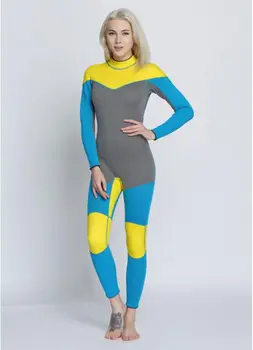 

High-end, 3mm women neoprene wetsuit, color stitching, Surf Diving Equipment,long-sleeved piece fitted,Free shipping