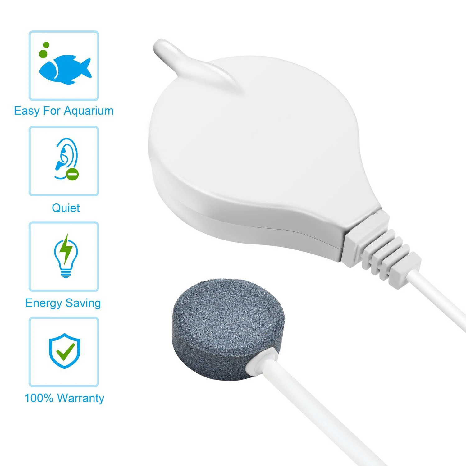 

NCFAQUA Ultra Silent High Efficiency Nano Aquarium Air Pump for Fish Tank Oxygen Air Compressor with Silicone Tube and Air Stone