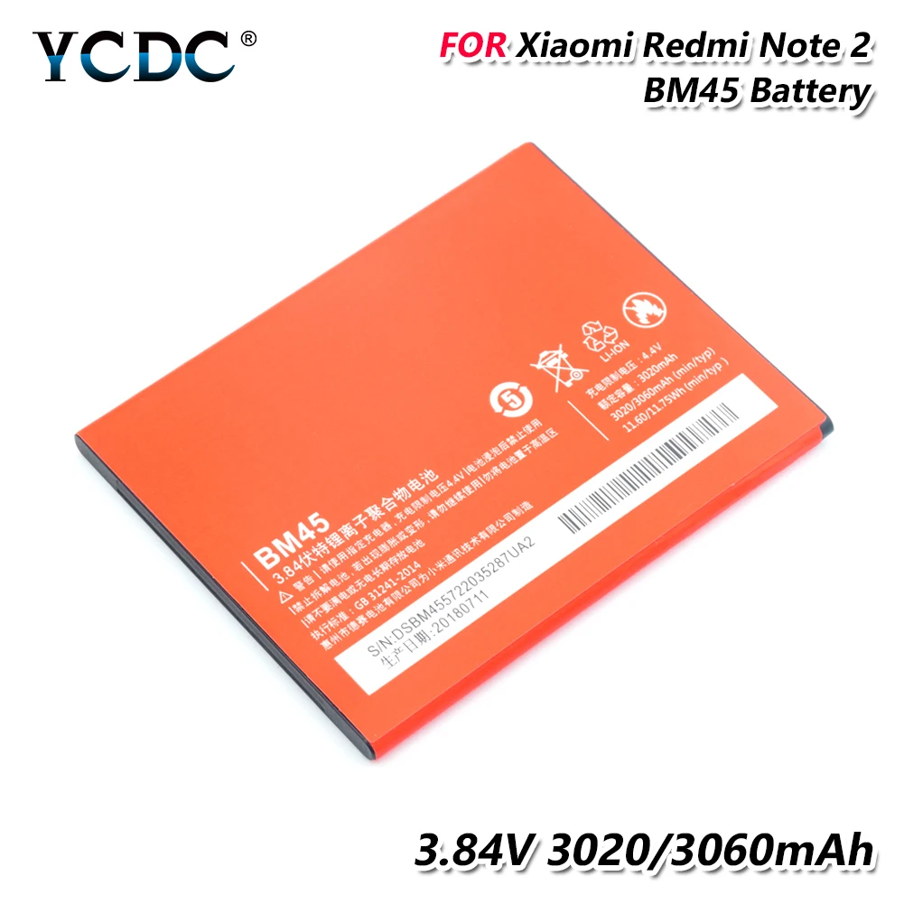 3060 мАч BM45 перезаряжаемая литиевая литий-полимерная аккумуляторная батарея настоящая BM-45 батарея BM 45 для Xiaomi Redmi Note 2 Hongmi Note 2