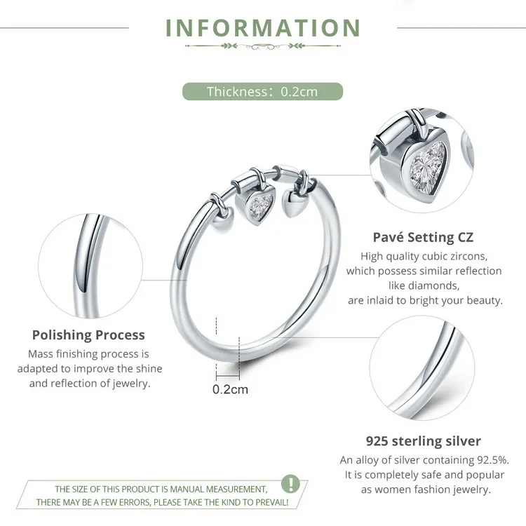 Women's 925 Sterling Silver Glittering CZ Heart Ring Information