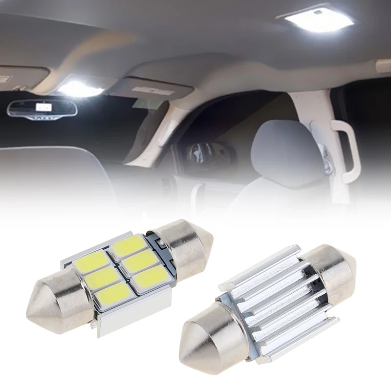 

2pcs 31mm 12V 5630 6 SMD Globe Au Canbus Festoon LED Car Interior Dome Light Bulbs