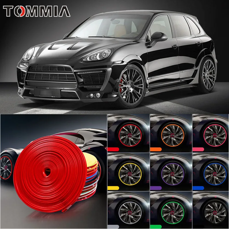 

8M Car Wheel Hub Rim Edge Protector Ring Tire Strip Guard Rubber Decals For Porsche Cayenne