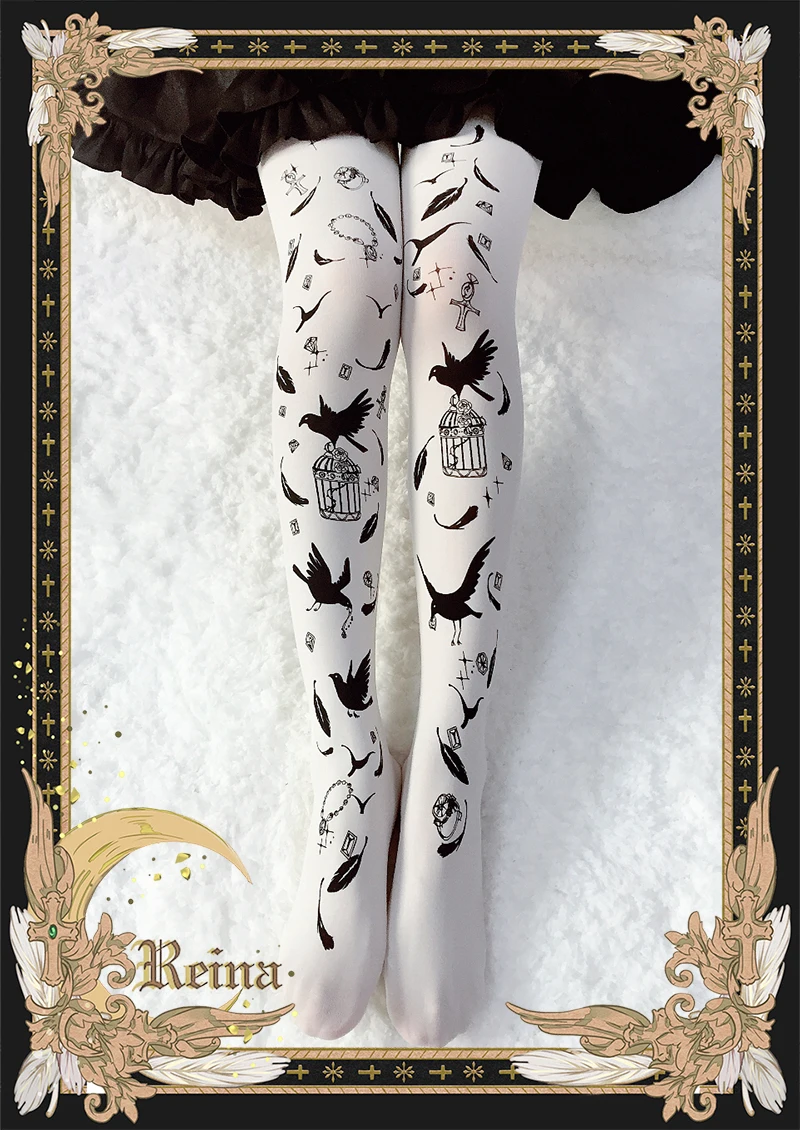 

New high quality Bird cage stamping 120D Velvet stockings Spring and autumn Cosplay Lolita tight for Halloween