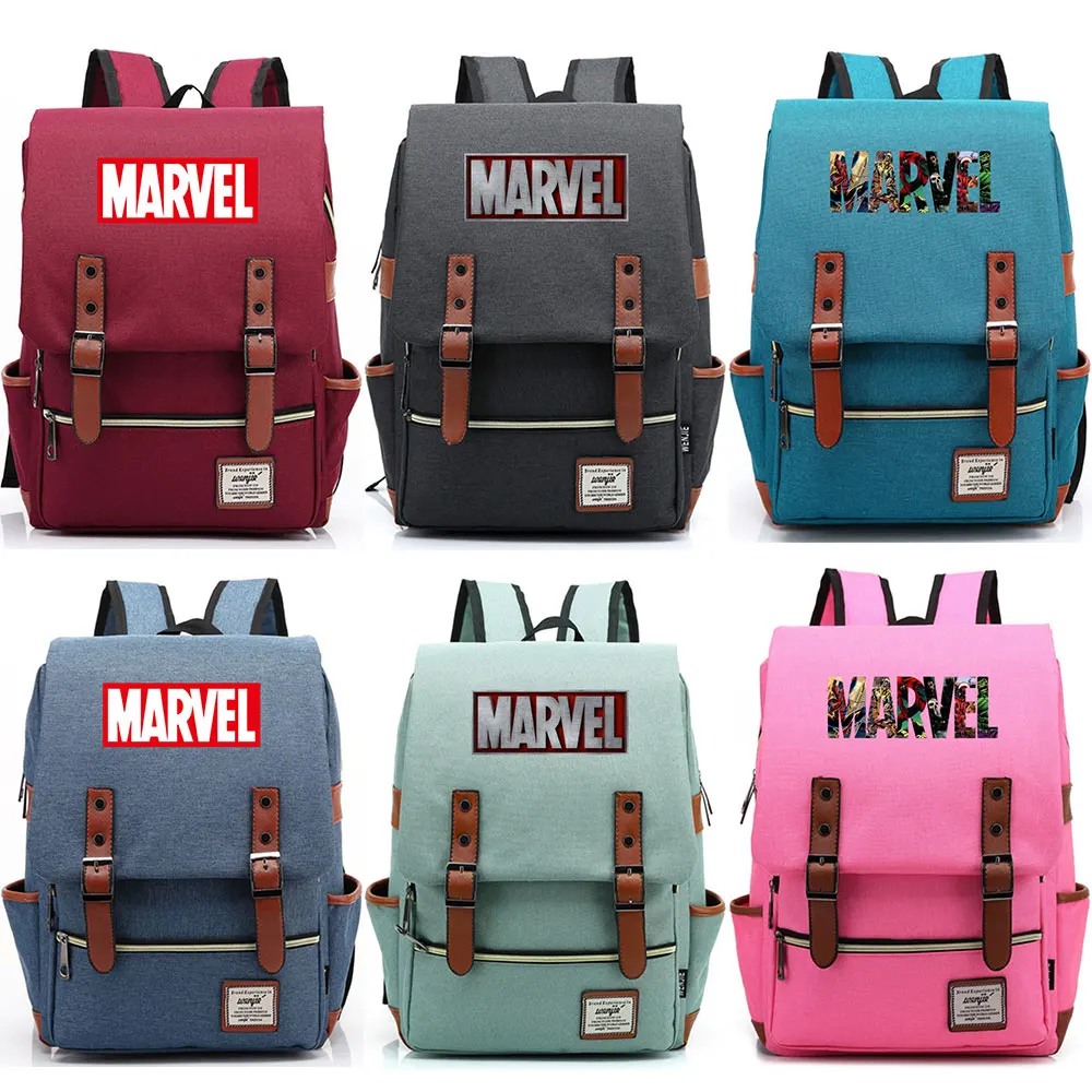 Продажа Новинка 2019, многоцветная школьная сумка с надписью Marvel, Мстители для мальчиков и девочек, школьная сумка, Холщовый женский рюкзак для подрос...
