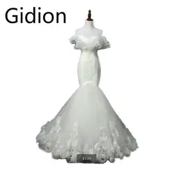Новое прибытие Белый Русалка с открытыми плечами многослойное свадебное платье Милая шеи Элегантный цветок платье невесты Горячая