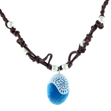 Moana Ocean Rope Chain Necklaces Blue Stone Necklaces & Pendants Leather Suede Choker Necklace For Women Girls Jewelry