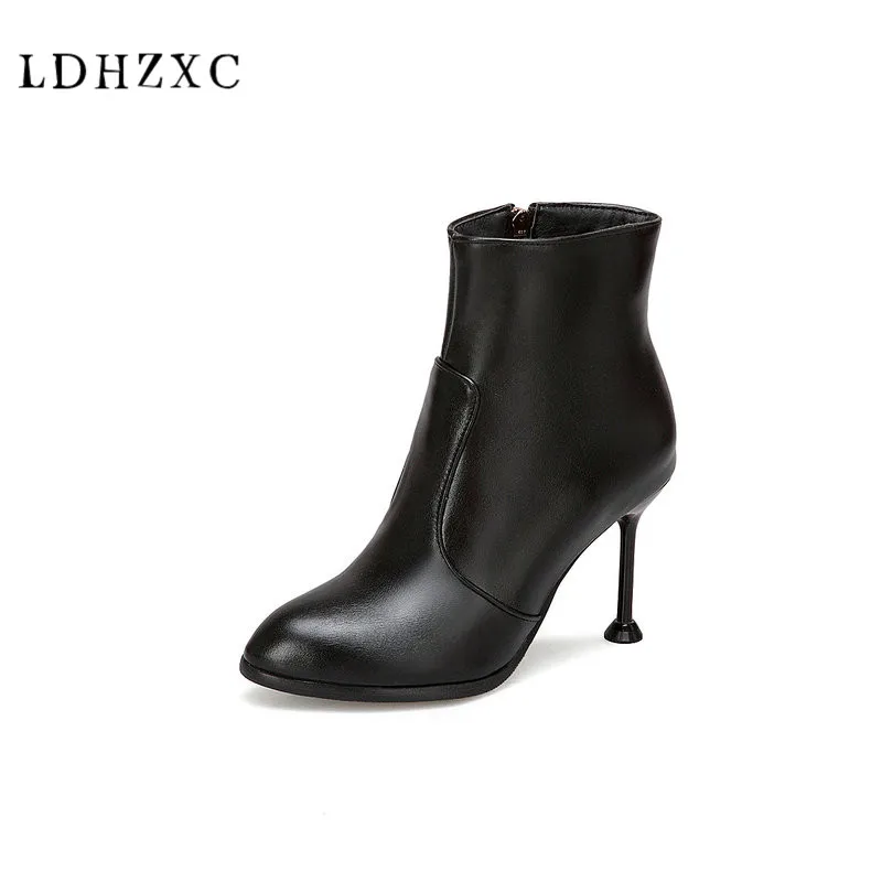 

LDHZXC 2019 Women ankle Boots Fashion Sexy Thin High Heel Elegant Pointed Toe All Match Winter Shoes Women Boots Size 14 15