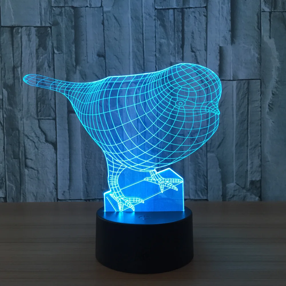 7 Color Bird Lamp 3dvisual Led Night Lights For Kids Touch