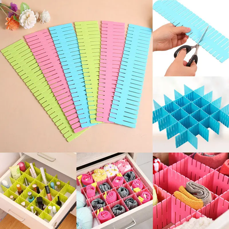 

WBBOOMING 4Pcs Adjustable Plastic Drawer Divider Organizer Expandable Drawer Cabinet Drawer Separator Divider DIY Storage Drawer