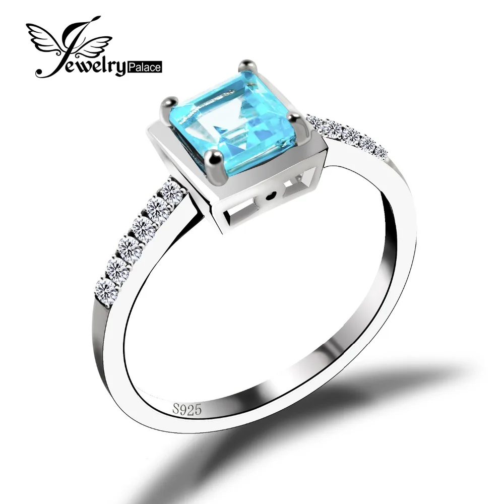 JewelryPalace Natural Sky Blue Topaz Solid 925 Sterling Silver Romantic Princess Top Quality