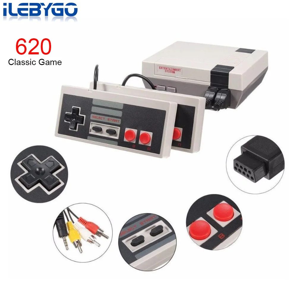 ILebygo Мини ТВ игровая консоль 8 бит Ретро встроенный 620 игр Ручной игровой плеер