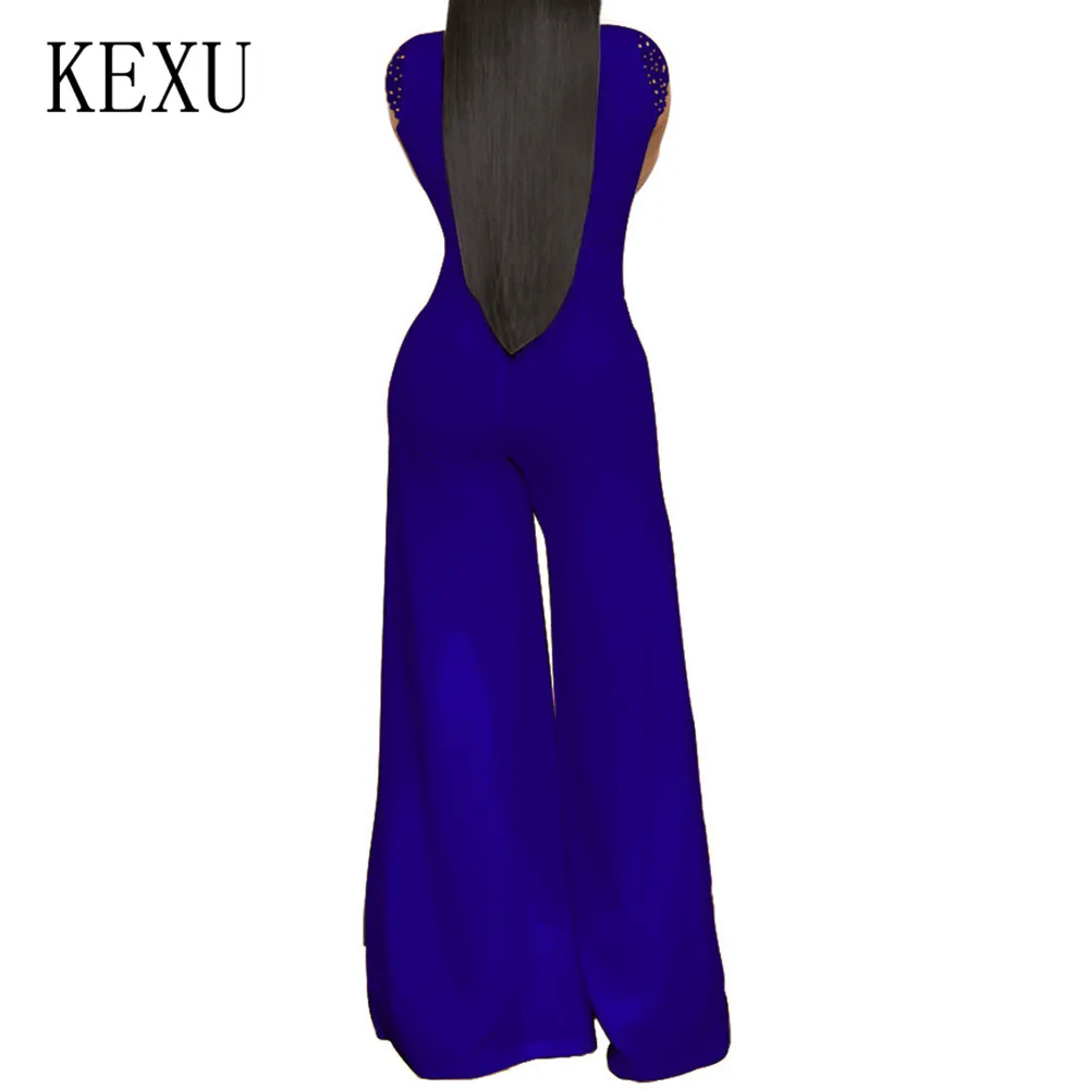 KEXU Romper Jumpsuits with Waist Belt for Women Sexy V-neck Wide Leg Playsuits Summer Casual Office Ladies Fashion Overalls KEXU Romper Jumpsuits with Waist Belt for Women Sexy V-neck Wide Leg Playsuits Summer Casual Office Ladies Fashion Overalls