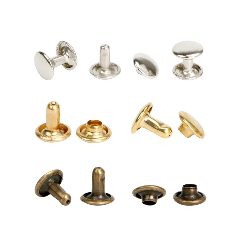 

100 sets Sided Cap Rivet Tubular Metal Leather Craft Repairs Studs Punk Spike Decor