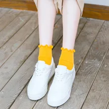 Красивые женские носки Короткие хлопковые носки Новые дышащие женские Носки ярких цветов с деревянными ушками изысканные эластичные носки Meias Soxs