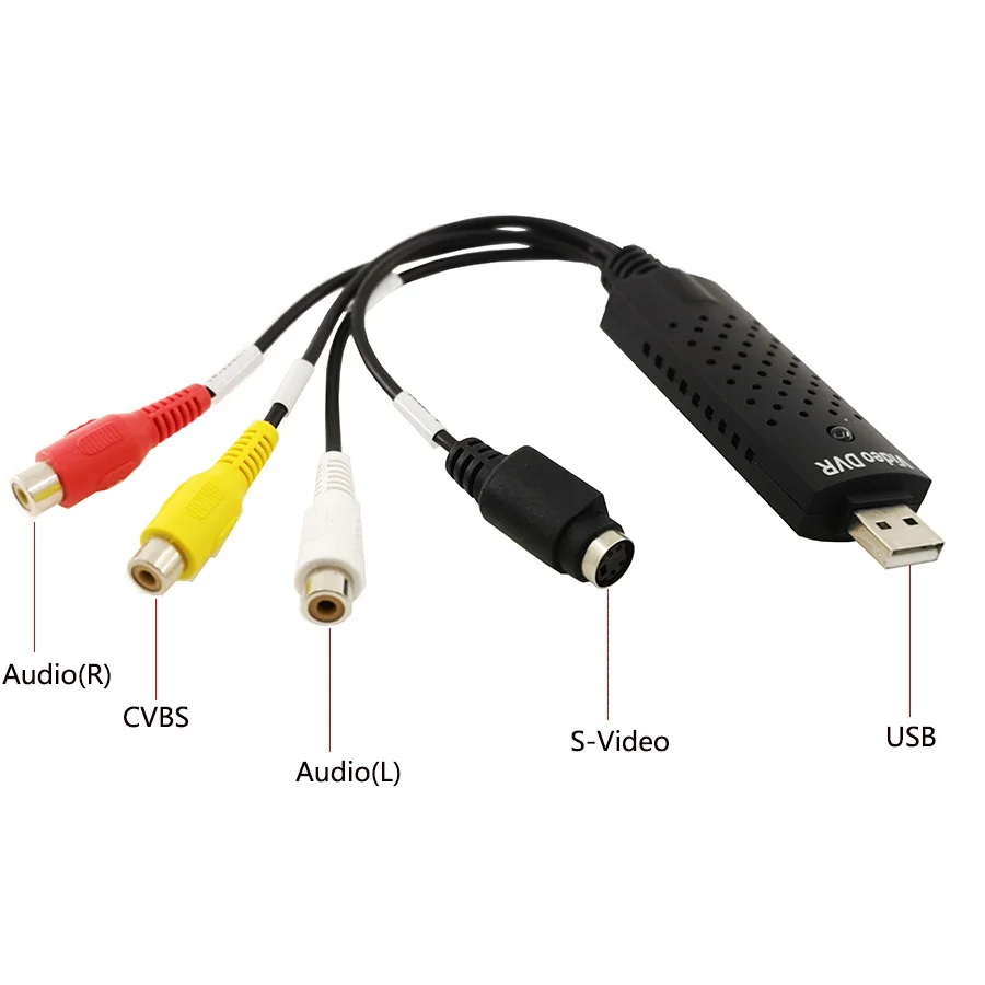 USB 2,0 адаптер для видеосъемки конвертер 1 канал Захват аудио, видео карта с стерео аудио RCA s-видео вход для ПК ноутбука