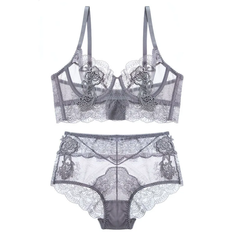New Gather Adjusted Thin Cup Lingerie Bra Set Underwear Transparent Temptation Sexy Bra Set For Women