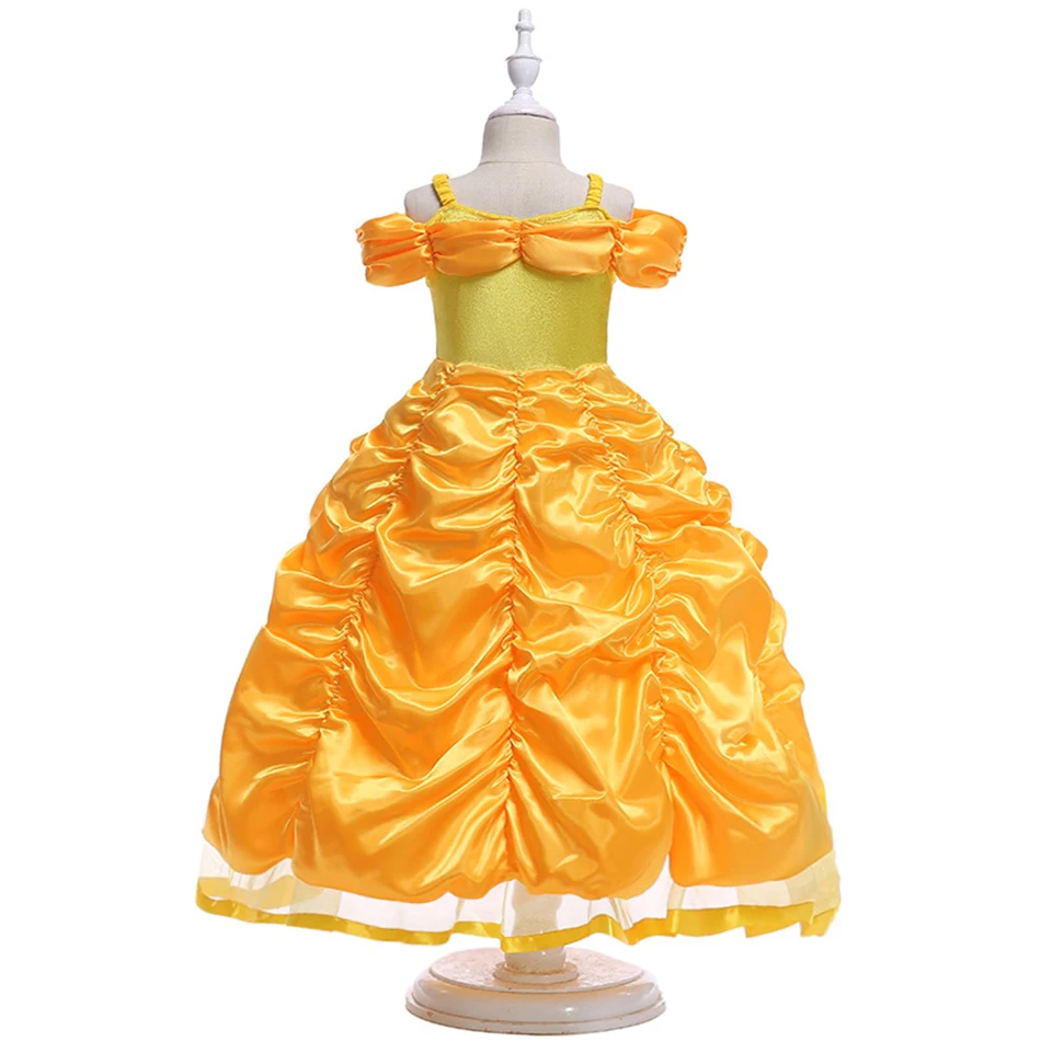 Платье принцессы Белль для девочек; карнавальный костюм; одежда для красоты и чудовища; детское бальное платье; нарядное платье на день рождения, Хэллоуин