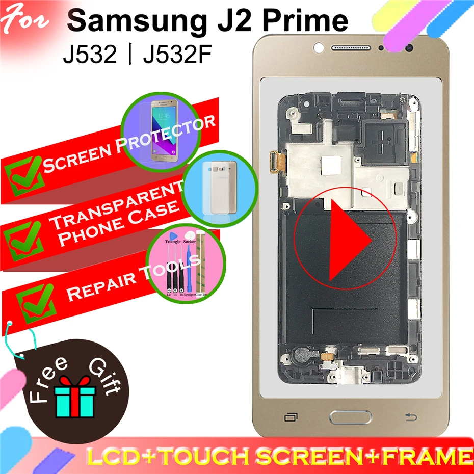 

LCD Display For Samsung Galaxy J2 Prime G532 SM-G532 SM-G532F G532F Touch Screen Digitizer Assembly BEZEL Frame with Home Button