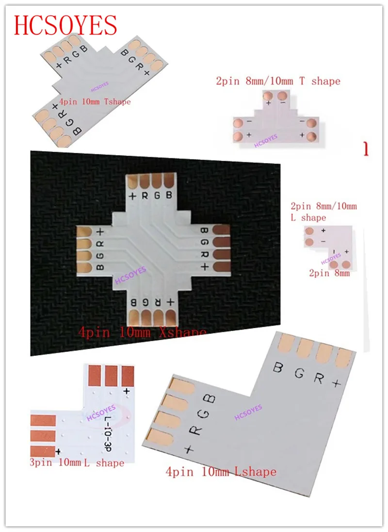 5 шт. 2Pin 3Pin 4Pin светодиодный разъем 8 мм 10 мм L/T/X форма FPC Бесплатный сварочный адаптер использовать для 3528 2812 5050 RGB полосы света