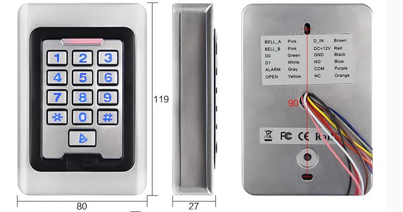 Yobang безопасности RFID металла управление доступом клавиатуры бесконтактных двери ler Электрический Безопасный Замок для двери + питание