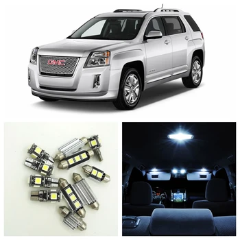 

10Pcs Xenon White LED Lights Bulbs Interior Package Kit For 2010-2015 GMC Terrain Map Dome Trunk Door License Plate Light