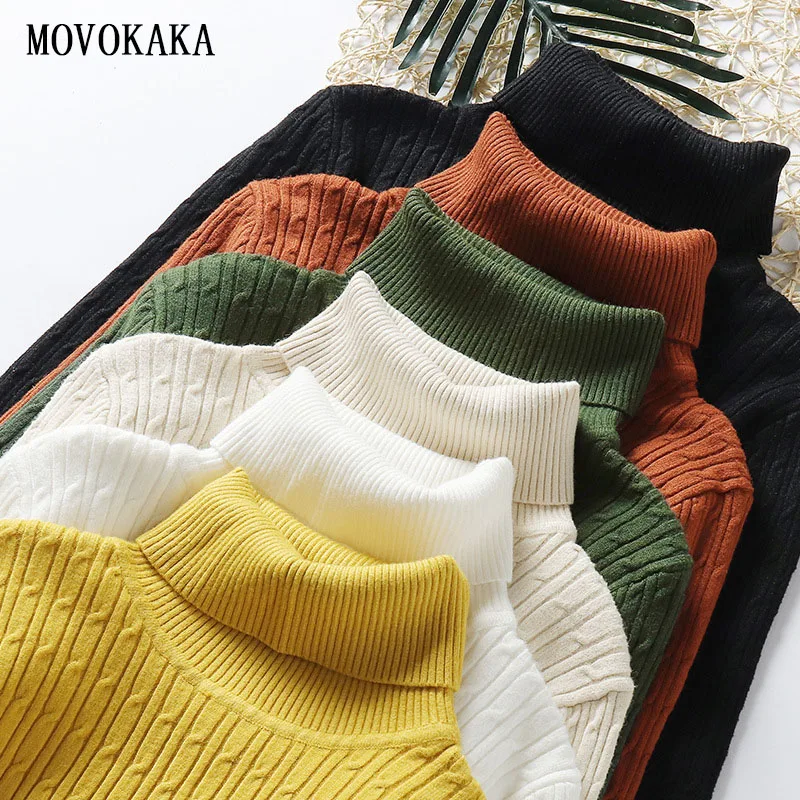 

Hot New Ladies Knit Sweater Female Turtleneck Sweater Women Thick Pullover Sweater Women Winter Pullover Women Jumper Pull Femme