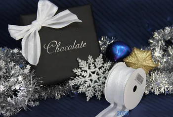 

Silver metallic organza gift wrapping wired edge ribbon 25yards roll