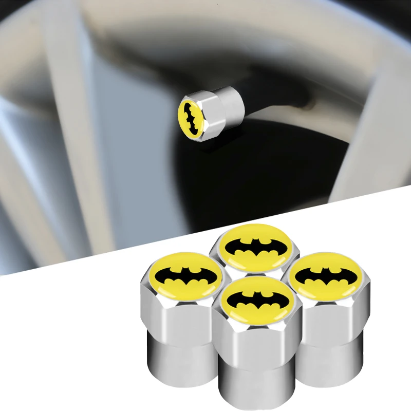 

4Pcs/Set Aluminum Car Tire Valve Caps Batman Emblem Logo Car-Styling Tyre Stems Air Caps Auto Wheel Car Styling Accessories