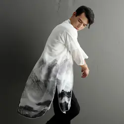 Способы длинный тонкий внешнее покрытие с китайской росписью печать свободные пальто кардиган предотвращается греться в верхняя одежда