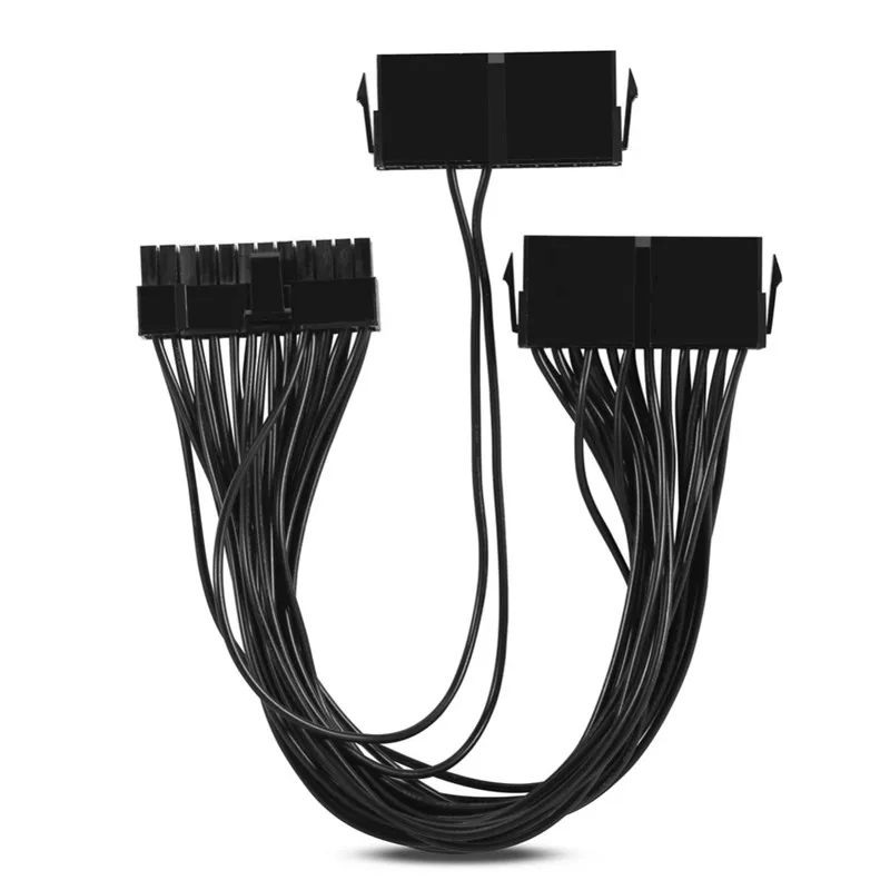 Zeadow ATX Mining Motherboard Cable 30cm 24 Pin 20+4 Pin Dual PSU Power Supply Splitter Extension Cable Connector