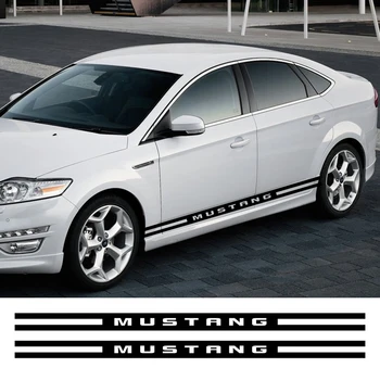 

2 PCS Vinly Car Styling Decals Side Stripes Skirt Stickers Vehicle Wraps Graphics For Ford Mustang Bullitt