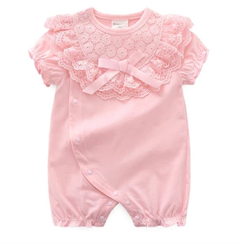 

Summer Short-sleeved Open File Romper Baby Girl Cotton Romper Thin Section Household Romper