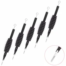20 PCS 7M1 трубка рукоятки машинки для татуировок+ игла с наконечником Ассорти одноразовый инструмент татуировки мягкий силиконовый резиновый комплект индивидуальный пакет-черный